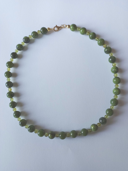 nephrite jade and peridot necklace--